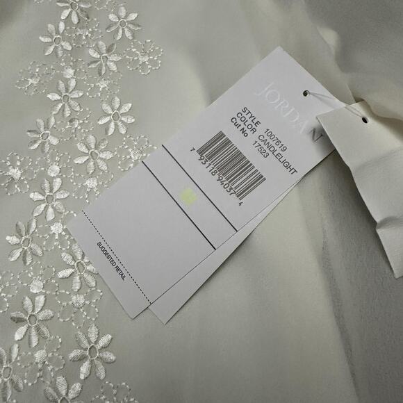 VTG Jordan Shirt Womens M Sheer Embroidered Floral Button Blouse Secretary 90s - Picture 8 of 16